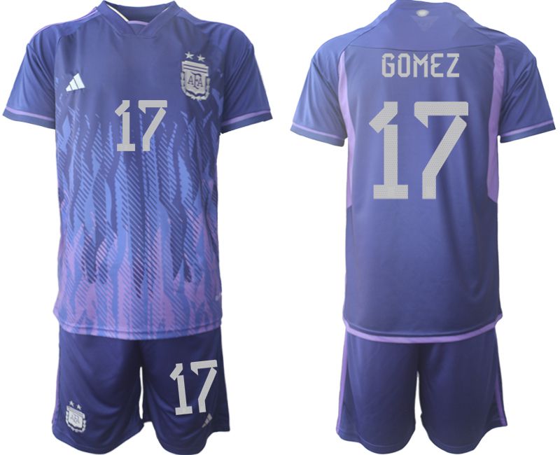 Men 2022 World Cup National Team Argentina away purple 17 Soccer Jersey